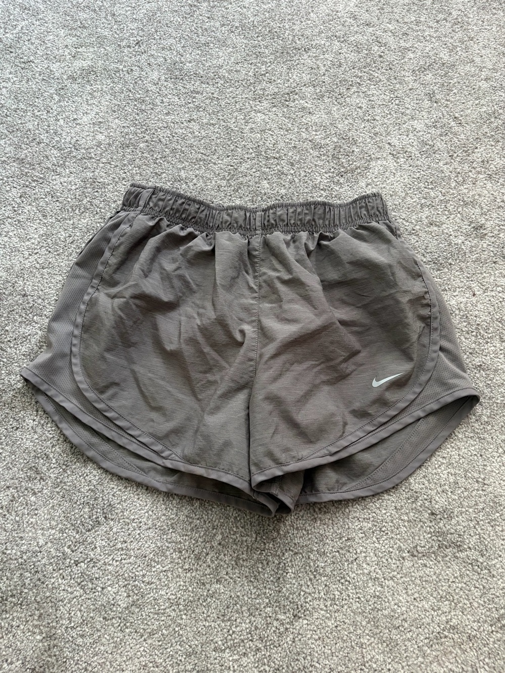 Nike Women’s Gray Athletic Running Shorts with Reflective Swoosh
